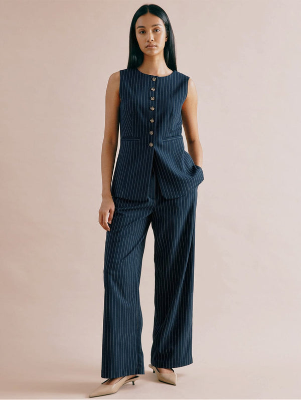 Albaray Navy Pinstripe Trouser