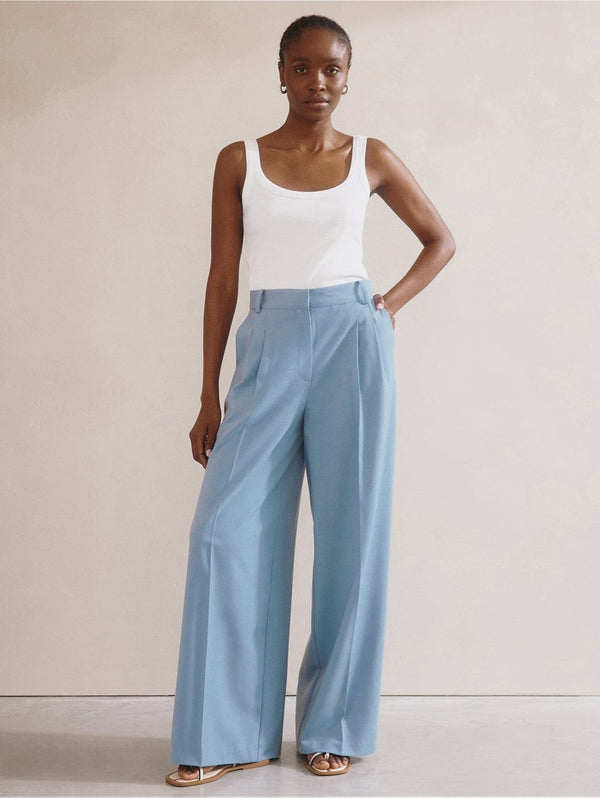 Albaray Double Pleat Trouser | Blue