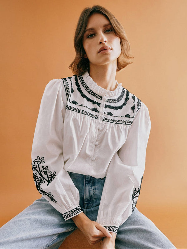 Albaray White Embroidered Blouse