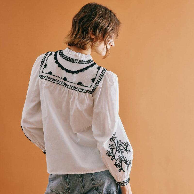 Albaray White Embroidered Blouse