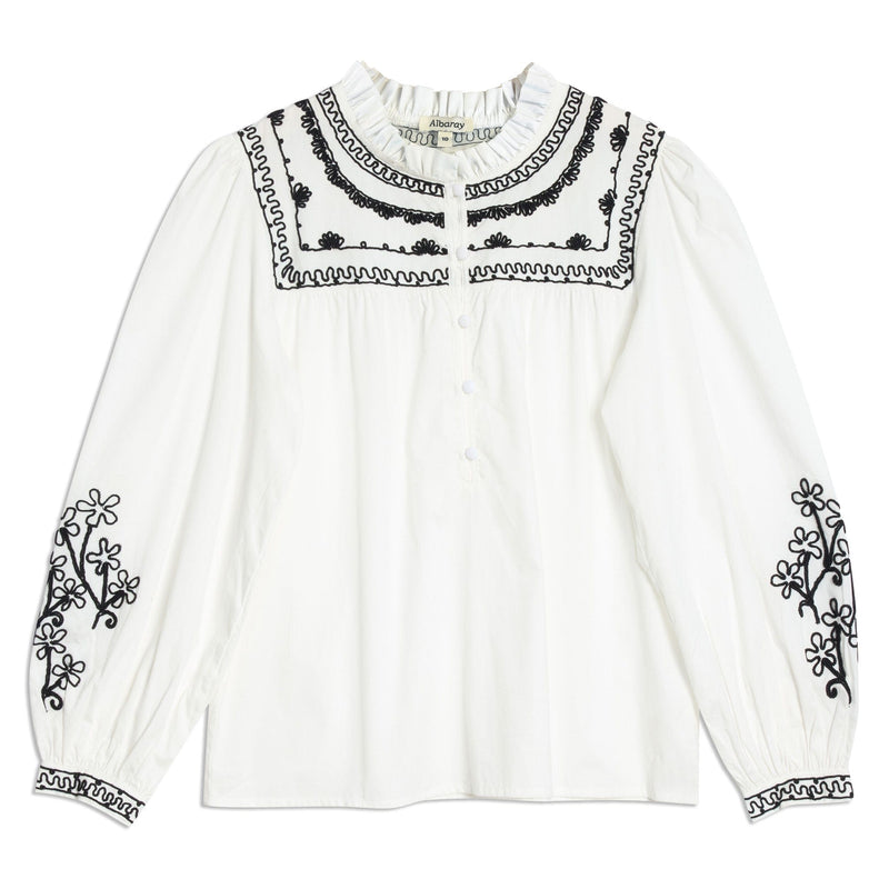 Albaray White Embroidered Blouse