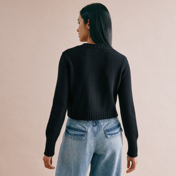 Albaray Responsibly Sourced Cotton Cropped Cardigan | Black