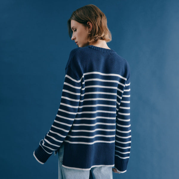 Albaray Navy Breton Stripe Jumper