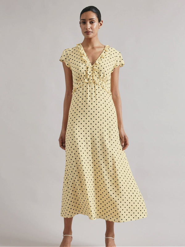 Albaray Yellow Spot Midi Dress