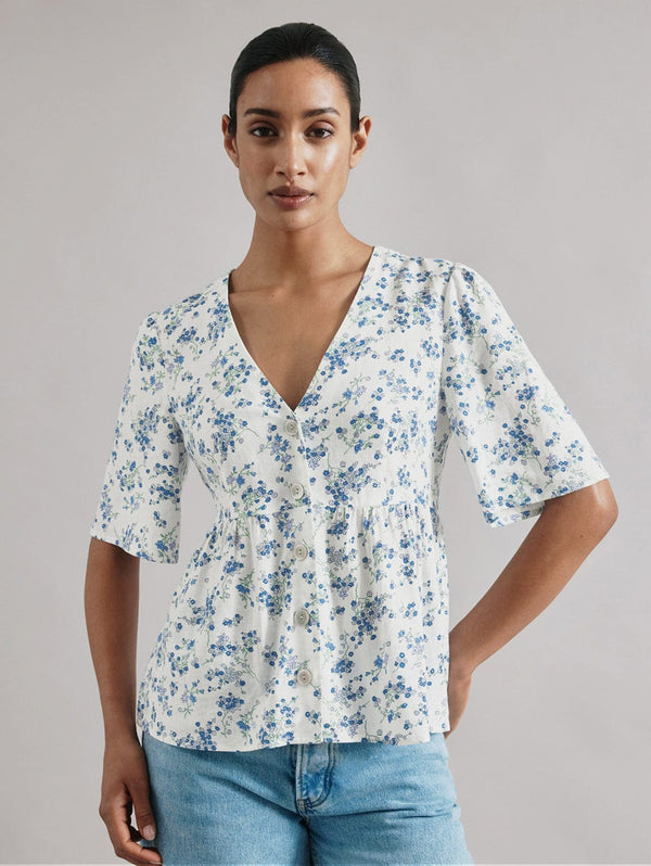 Albaray Linen Blend Top | Blossom Print