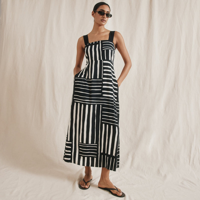 Albaray Organic Cotton Stripe Wide Strap Sundress | Patchwork