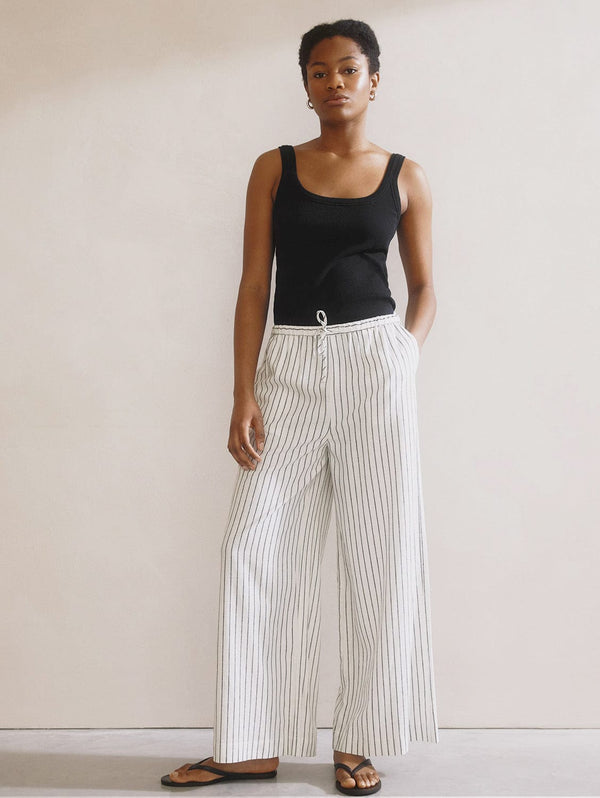 Albaray Stripe Linen Blend Drawstring Trousers