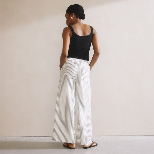 Albaray Stripe Linen Blend Drawstring Trousers