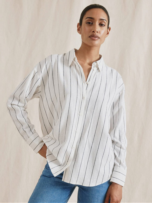 Albaray Wide Stripe Linen Blend Shirt