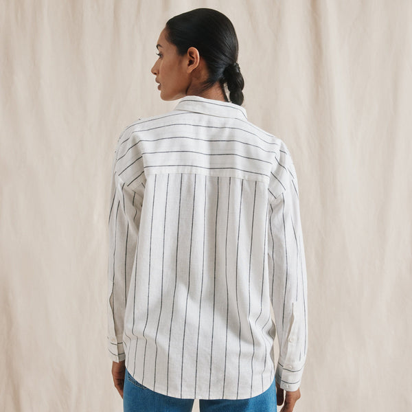 Albaray Wide Stripe Linen Blend Shirt