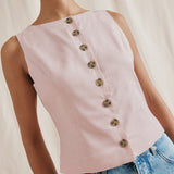 Immaculate Vegan - Albaray Linen Blend Button Through Top