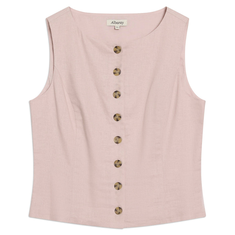 Albaray Linen Blend Button Through Top