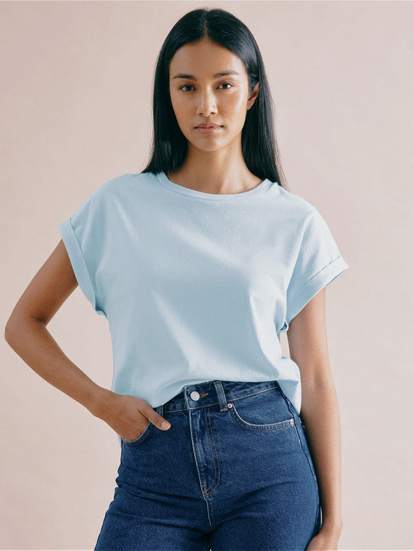 Albaray Greek Cotton Roll Back T-Shirt | Blue