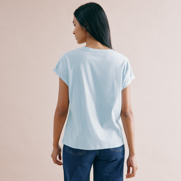 Albaray Greek Cotton Roll Back T-Shirt | Blue