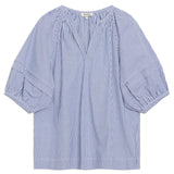Immaculate Vegan - Albaray Organic Cotton Notch Neck Top | Blue Ticking Stripe