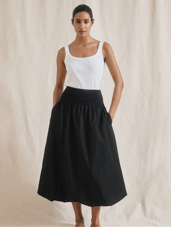 Albaray Jersey Viscose Puffball Skirt | Black