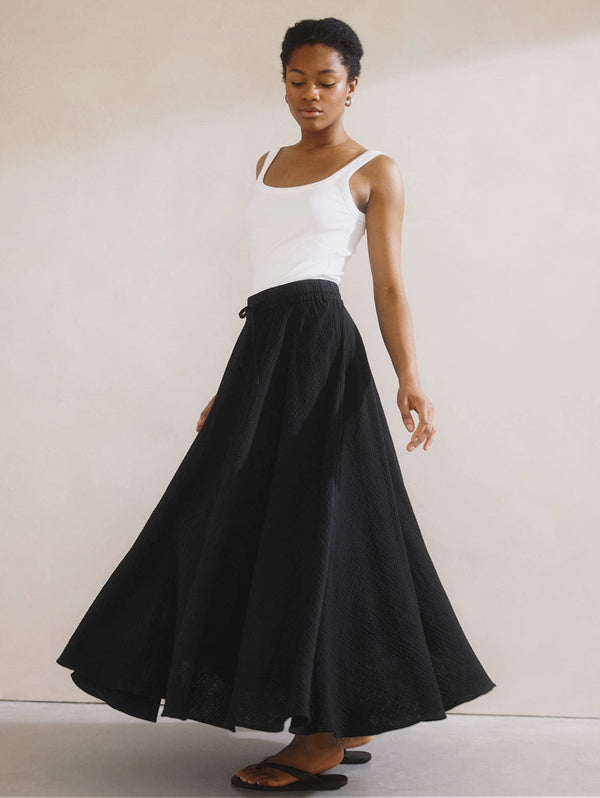 Albaray Cheesecloth Maxi Skirt | Black