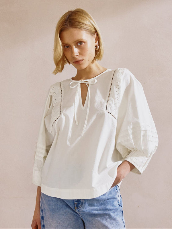 Albaray Cotton Pintuck Sleeve Top