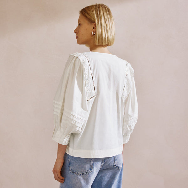Albaray Cotton Pintuck Sleeve Top