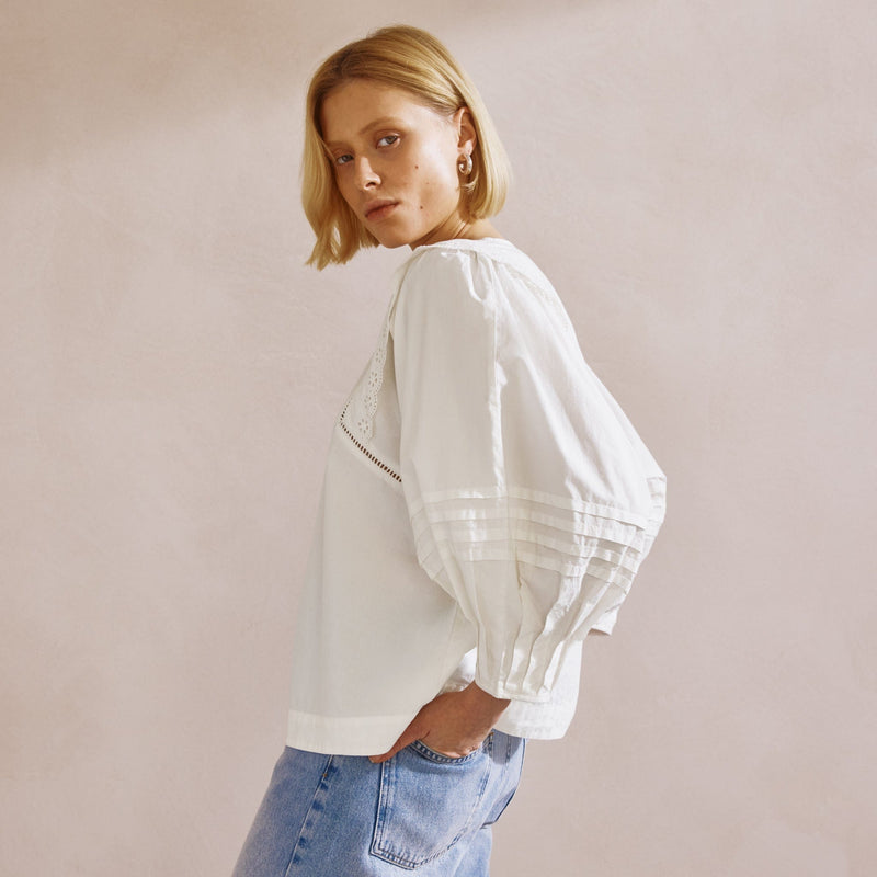 Albaray Cotton Pintuck Sleeve Top