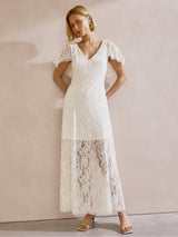 Immaculate Vegan - Albaray Lace Cape Maxi Dress