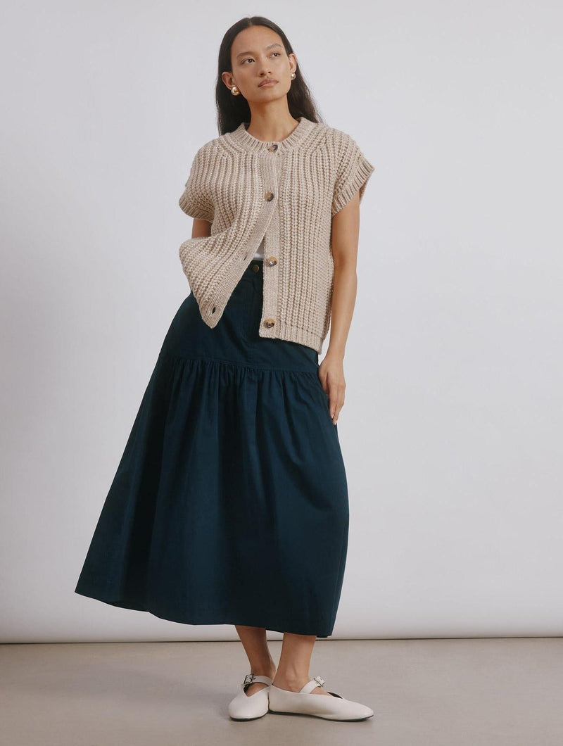 Albaray Navy Drop Waist Twill Skirt