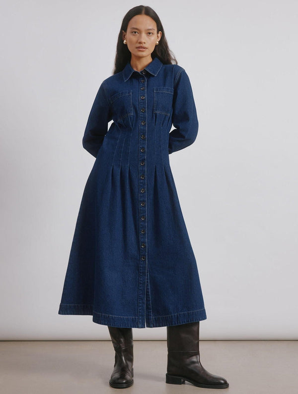 Albaray Denim Fitted Midi Dress