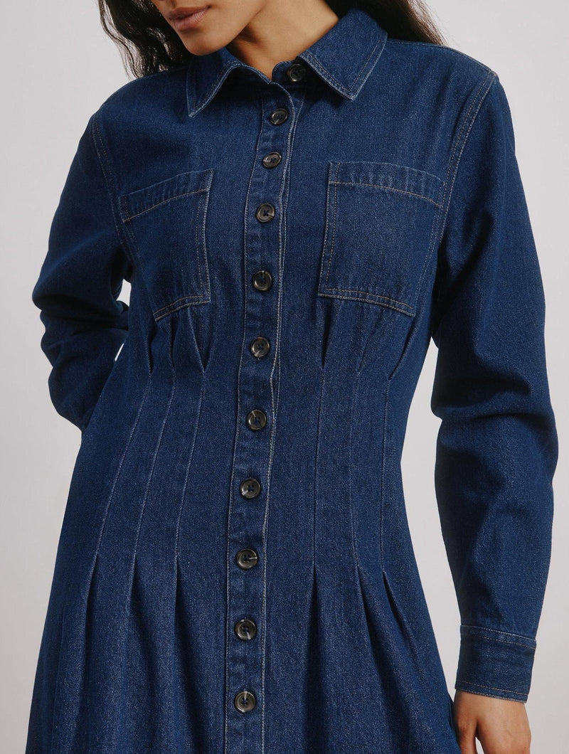 Albaray Denim Fitted Midi Dress