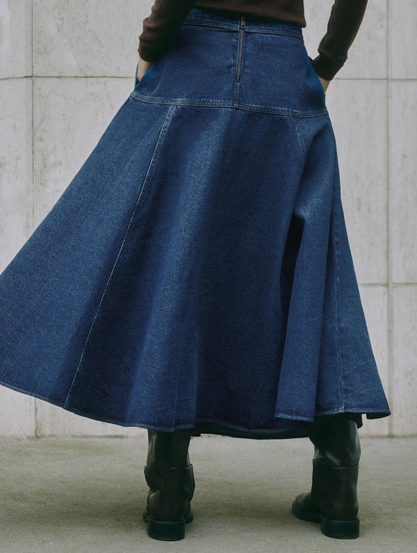 Albaray Denim Basque Midi Skirt