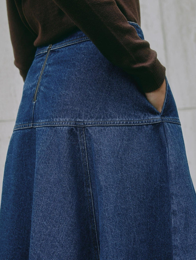 Albaray Denim Basque Midi Skirt