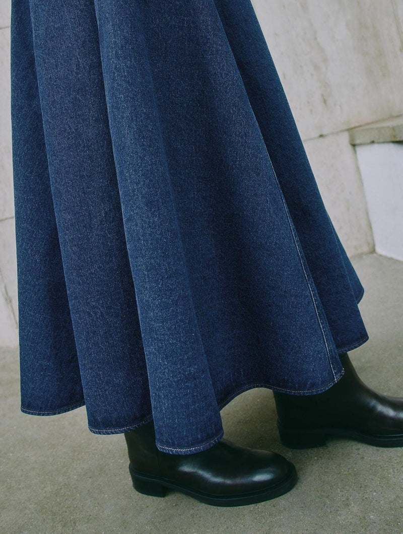 Albaray Denim Basque Midi Skirt