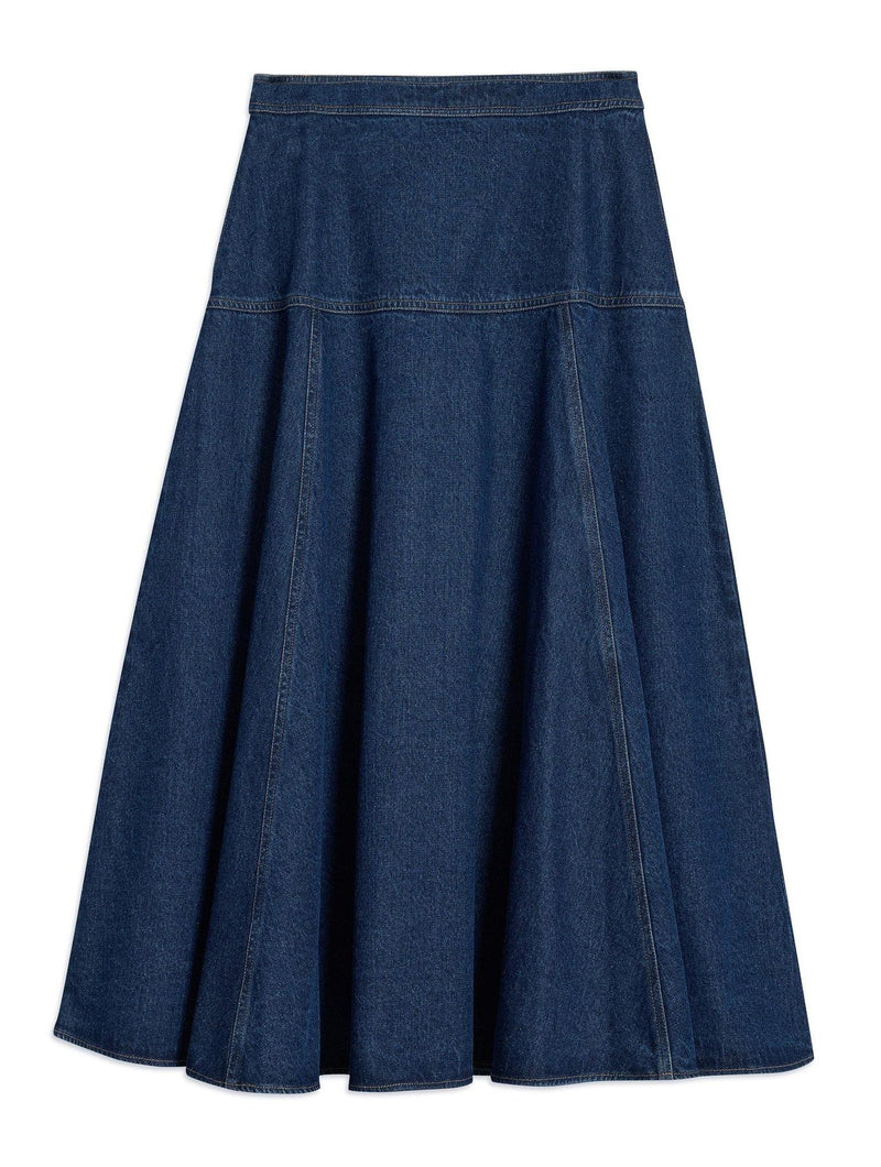 Albaray Denim Basque Midi Skirt