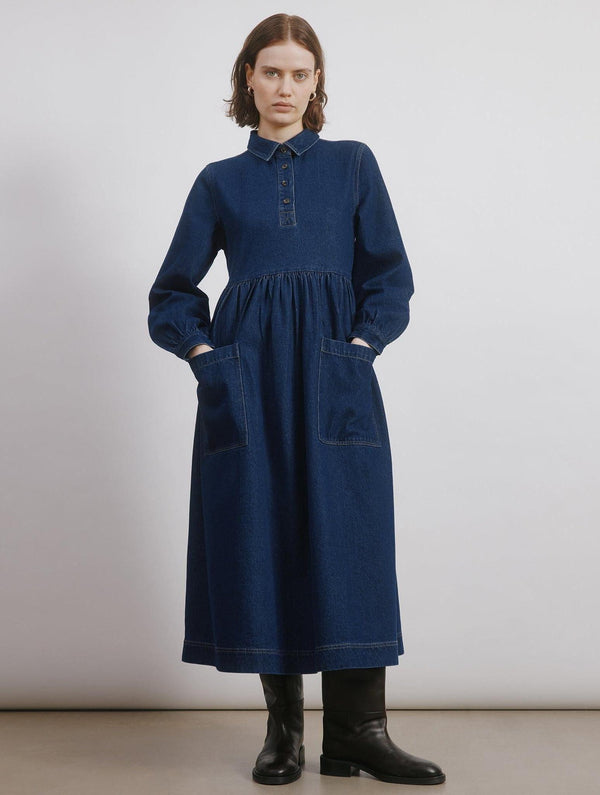 Albaray Denim Placket Midi Dress
