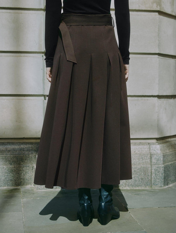 Albaray Chocolate Tailored Pleat Skirt