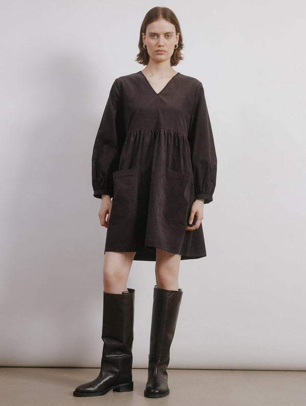 Albaray Brown Short Cord Pocket Dress