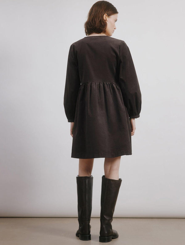 Albaray Brown Short Cord Pocket Dress