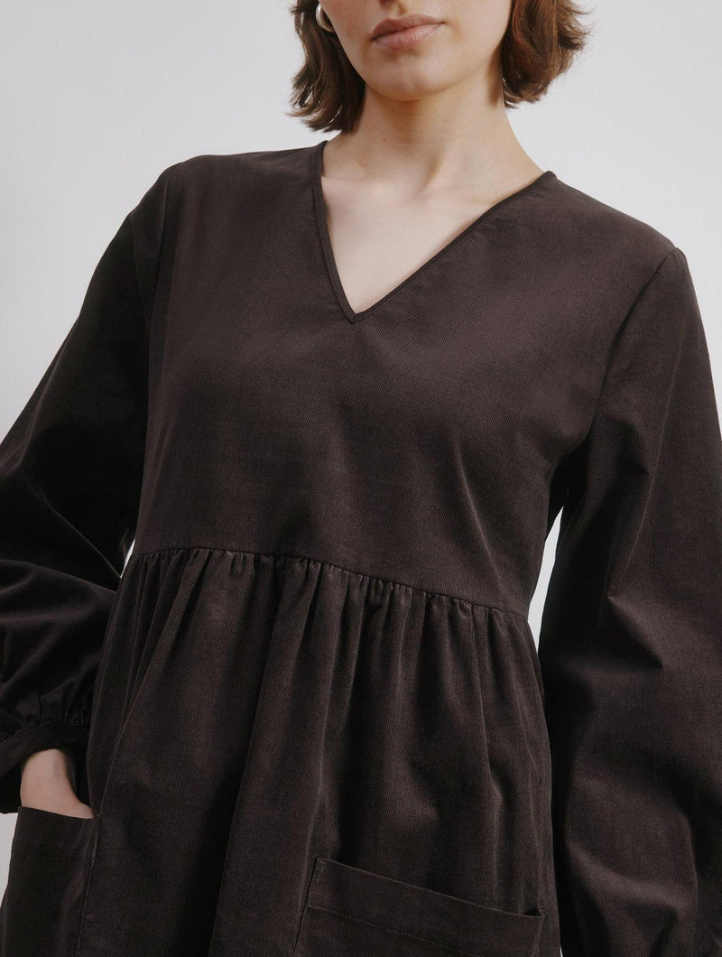 Albaray Brown Short Cord Pocket Dress
