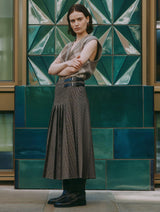 Immaculate Vegan - Albaray Houndstooth Pleat Midi Skirt