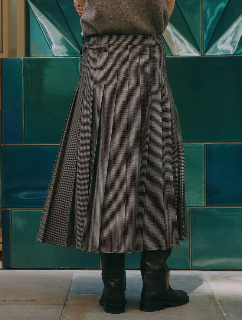 Albaray Houndstooth Pleat Midi Skirt
