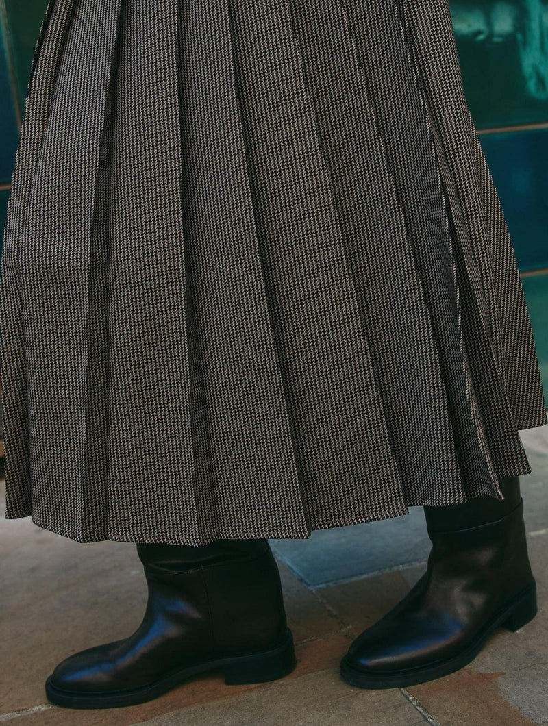 Albaray Houndstooth Pleat Midi Skirt