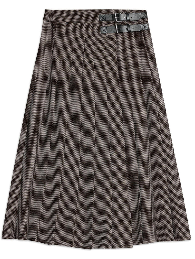 Albaray Houndstooth Pleat Midi Skirt