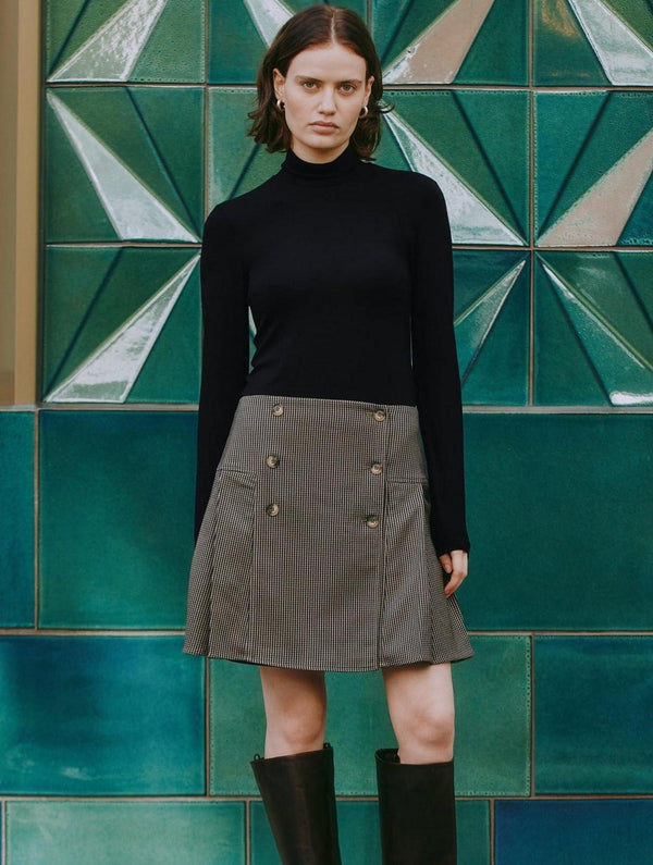 Albaray Houndstooth Short Pleated Skirt