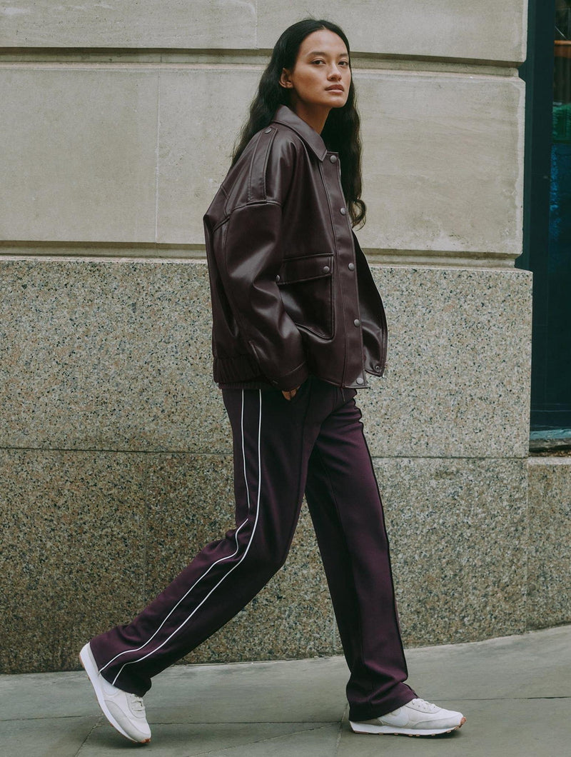 Albaray Chocolate Faux Leather Bomber
