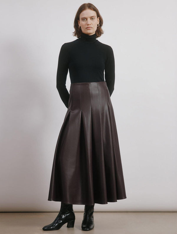 Albaray Faux Leather Pleat Midi Skirt