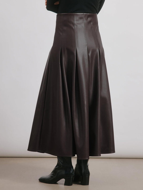 Albaray Faux Leather Pleat Midi Skirt