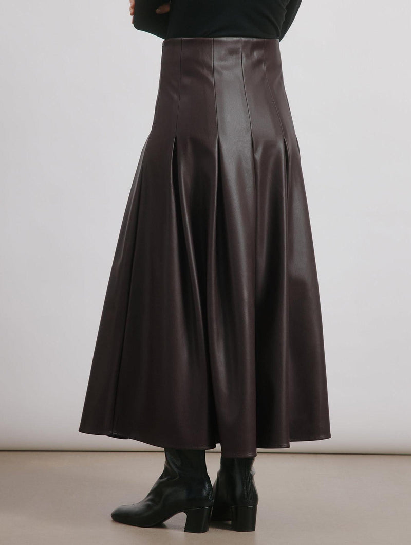 Albaray Faux Leather Pleat Midi Skirt