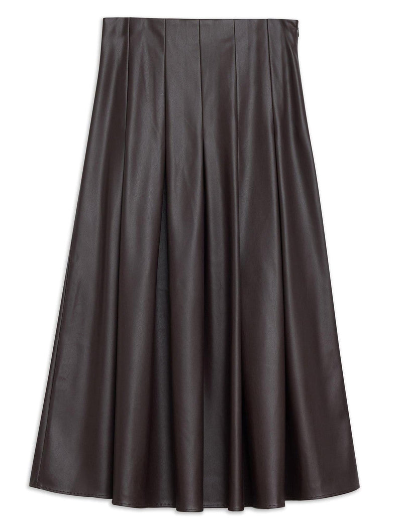 Albaray Faux Leather Pleat Midi Skirt