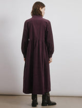 Immaculate Vegan - Albaray Burgundy Cord Placket Midi Dress