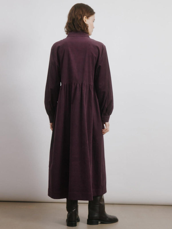 Albaray Burgundy Cord Placket Midi Dress