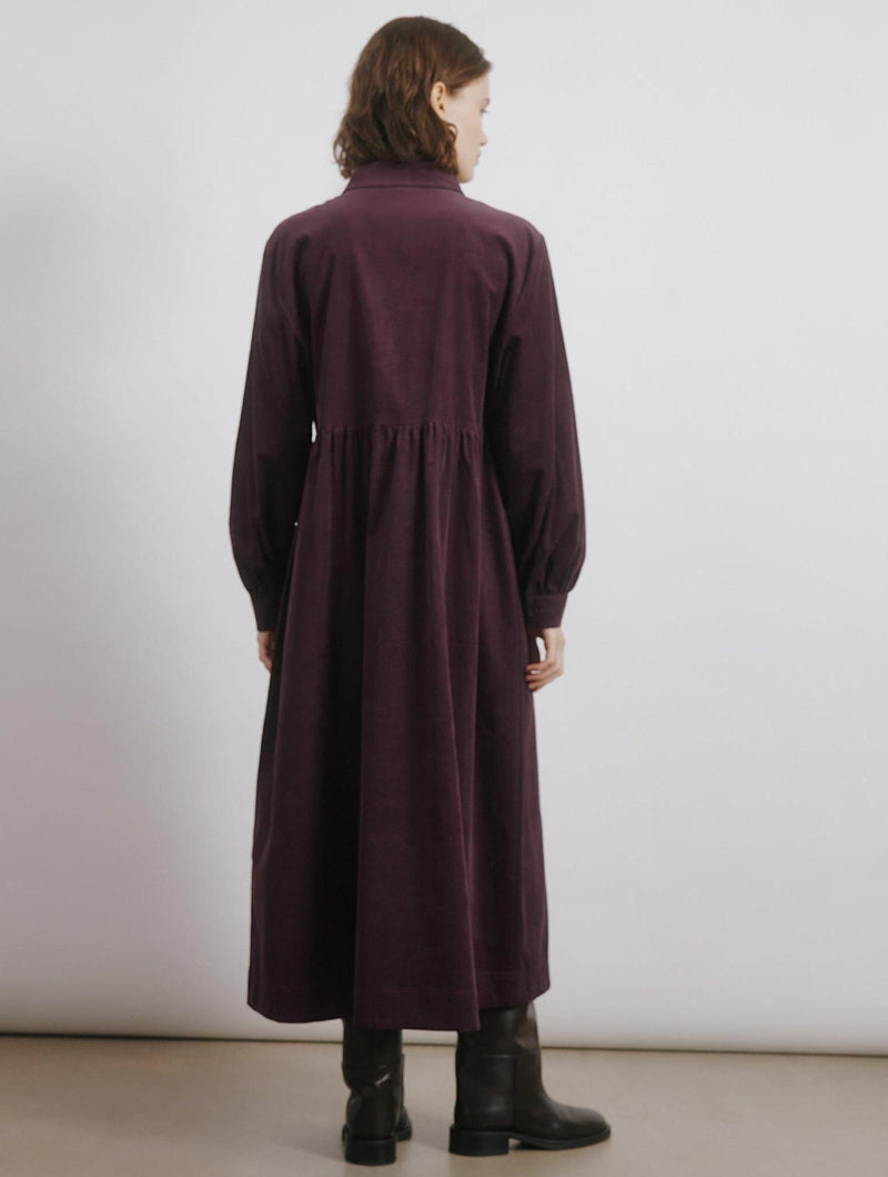 Albaray Burgundy Cord Placket Midi Dress